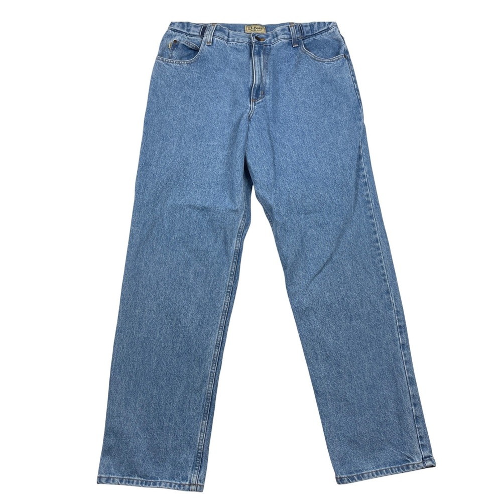 LL Bean Comfort Waist Jeans Mens 35x34 Blue Straight Leg Denim Casual Outdoors